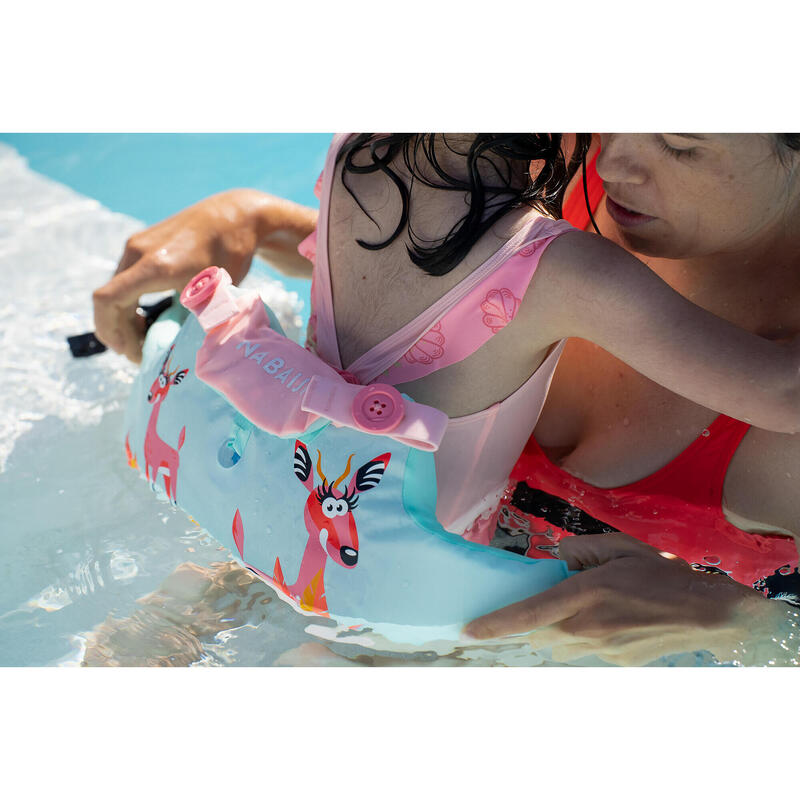 Kids’ Swimming Adjustable Pool Armbands-waistband 15 to 30 kg TISWIM "GAZELLE” green