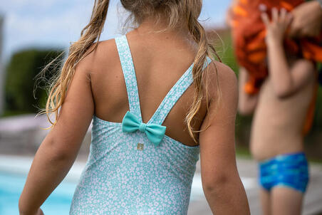 Mint zeleni dečji jednodelni kupaći kostim sa printom