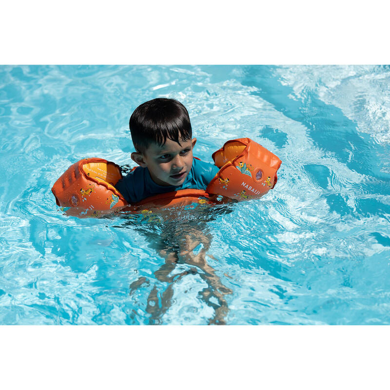 Manguitos Piscina Tiswim 2 Niños Tigre Marrón Evolutivos 15-30 Kg