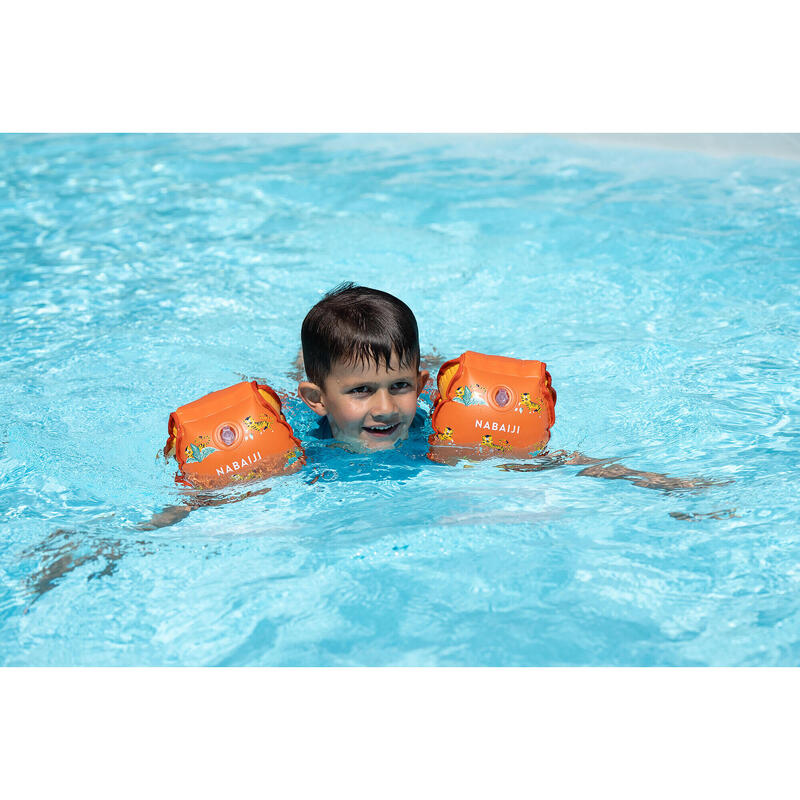 Brassards De Piscine Evolutif Enfant - Tiswim 2 Tigre - Marron