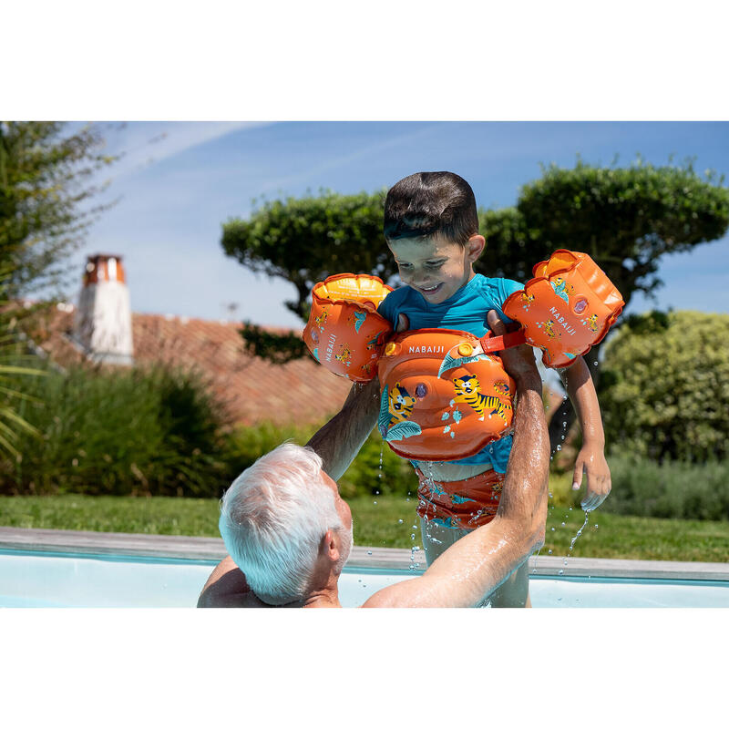 Manguitos Piscina Tiswim 2 Niños Tigre Marrón Evolutivos 15-30 Kg