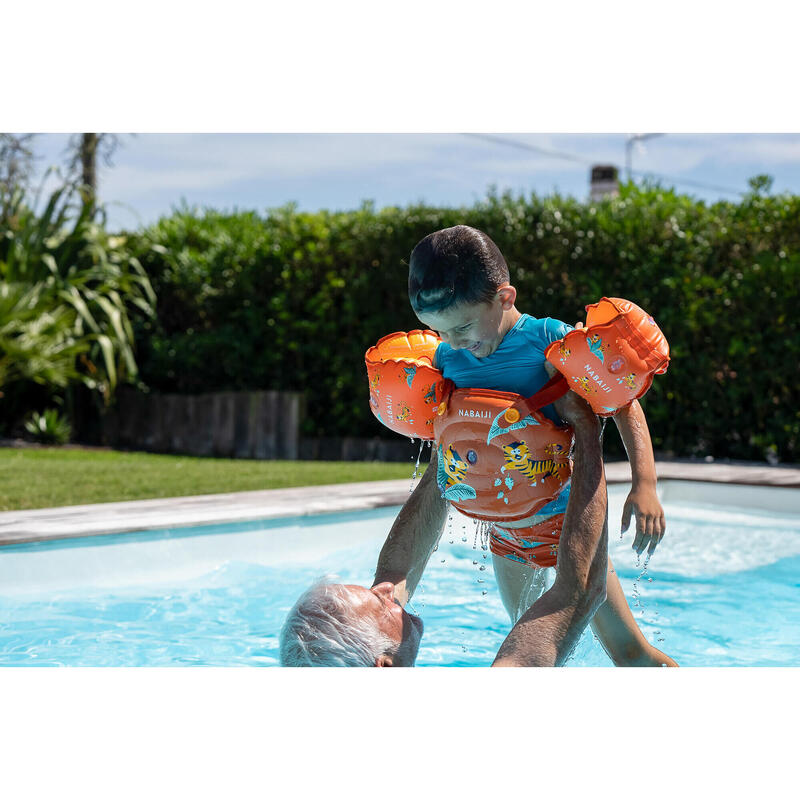 Brassards De Piscine Evolutif Enfant - Tiswim 2 Tigre - Marron