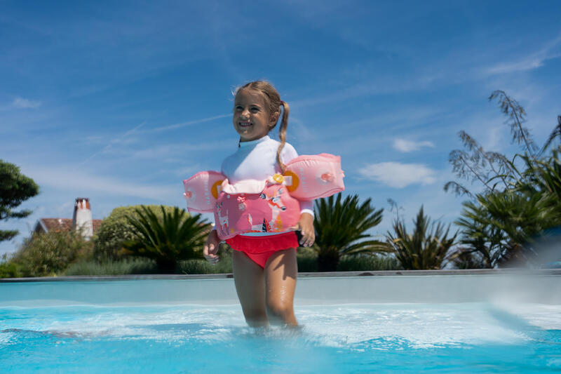 Dětský plavecký pás s rukávky Tiswim 15-30 kg růžový s gazelou