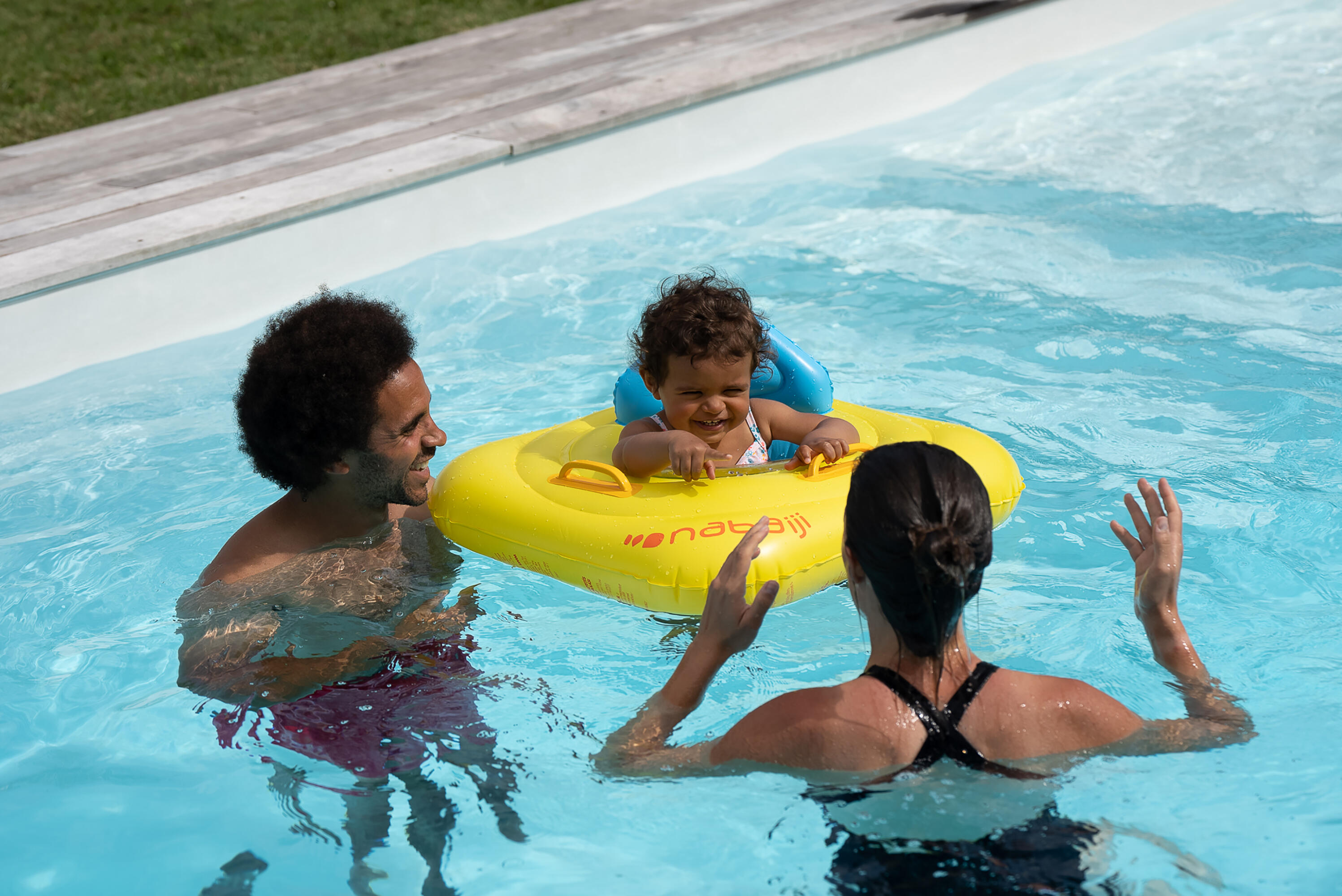 Babies' Inflatable Pool Ring with Seat and Handles 7-11 kg - Yellow - NABAIJI
