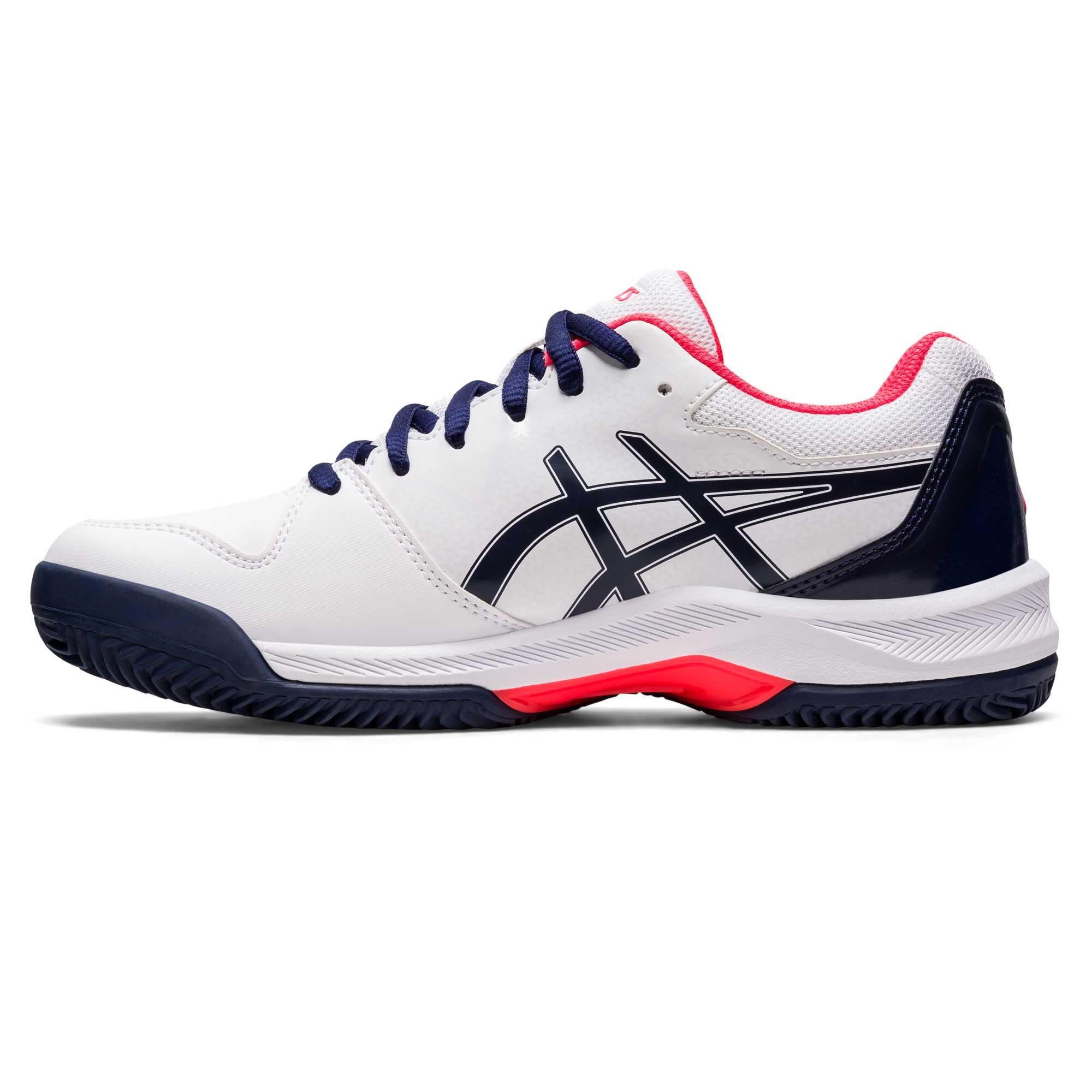 ASICS Tennisschoenen voor dames Gel Dedicate gravel wit/marineblauw |  Decathlon