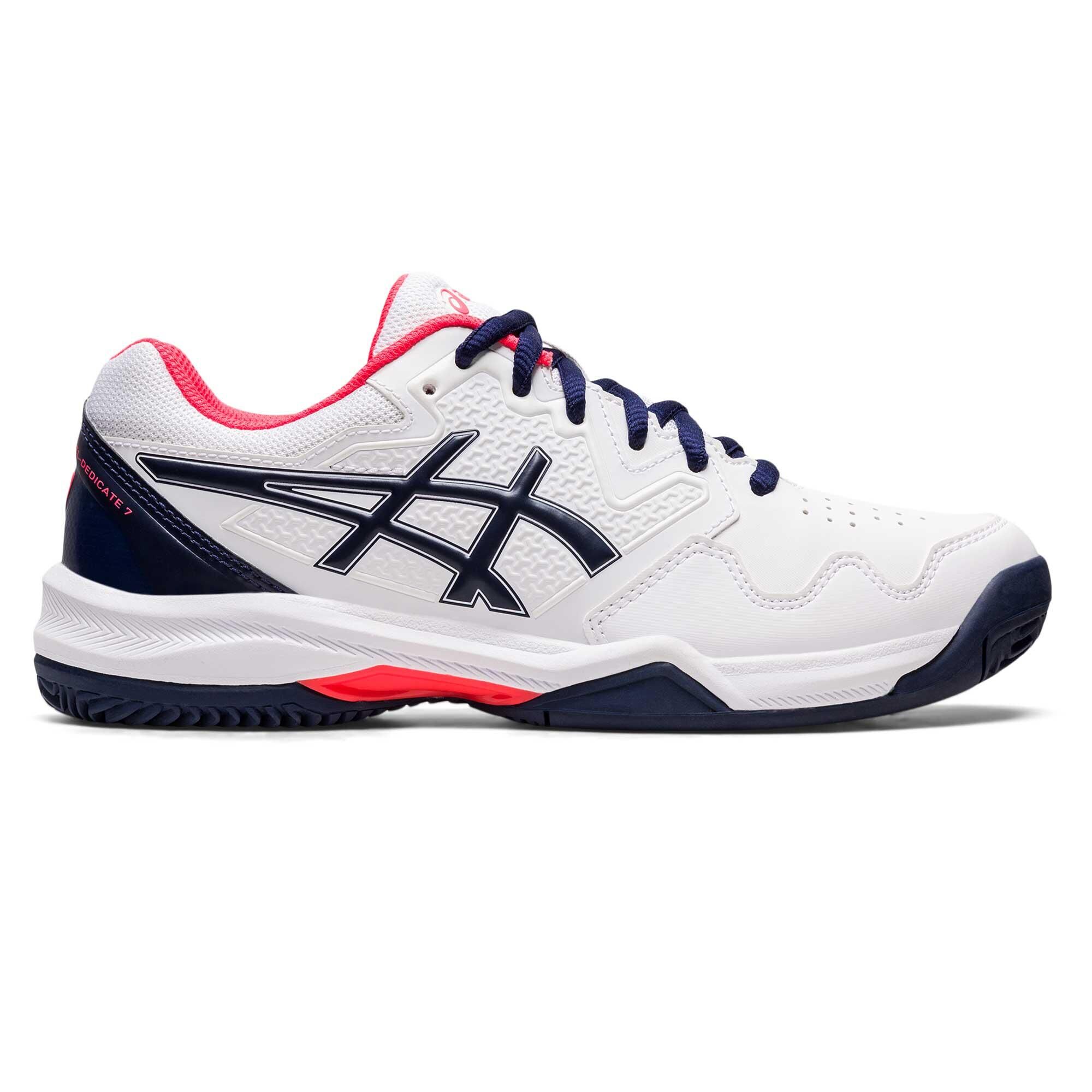 ASICS Women's Clay Court Tennis Shoes Gel-Dedicate - White/Navy