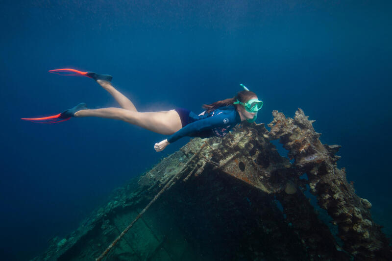 Top anty-UV do snorkelingu damski Subea z neoprenu 1,5 mm długi rękaw