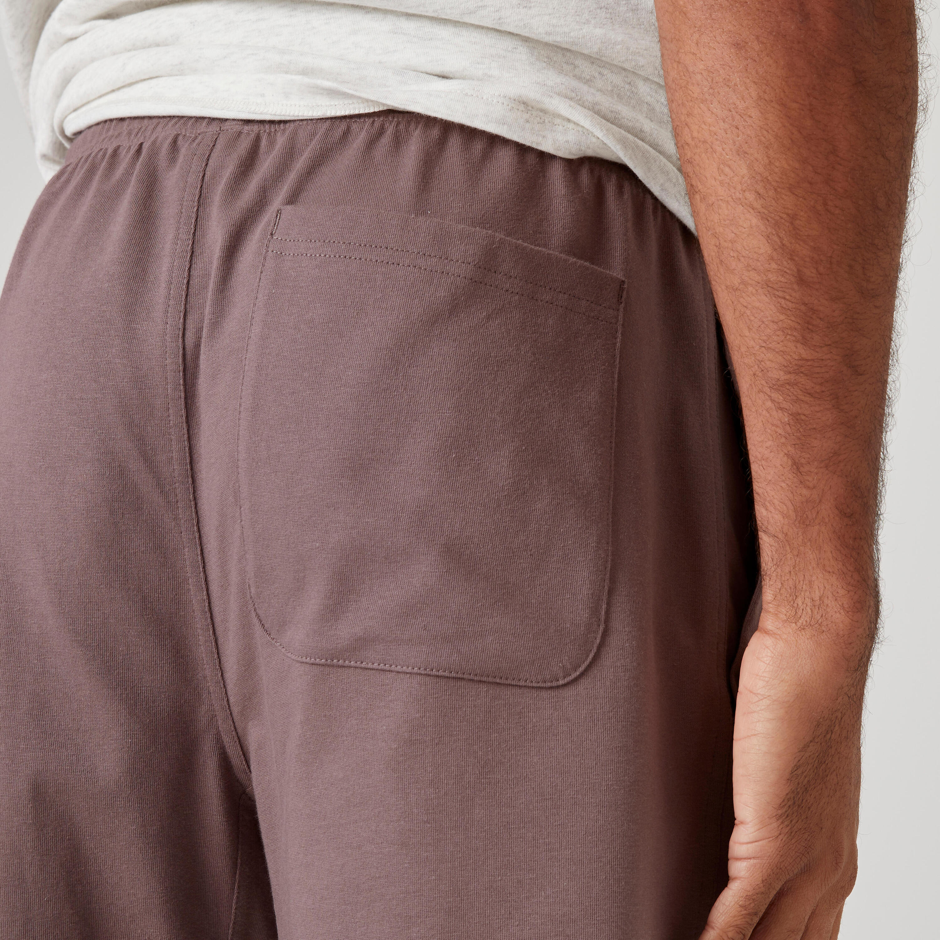 Men's Straight-Cut Cotton Fitness Shorts with Pocket - Grey 5/7