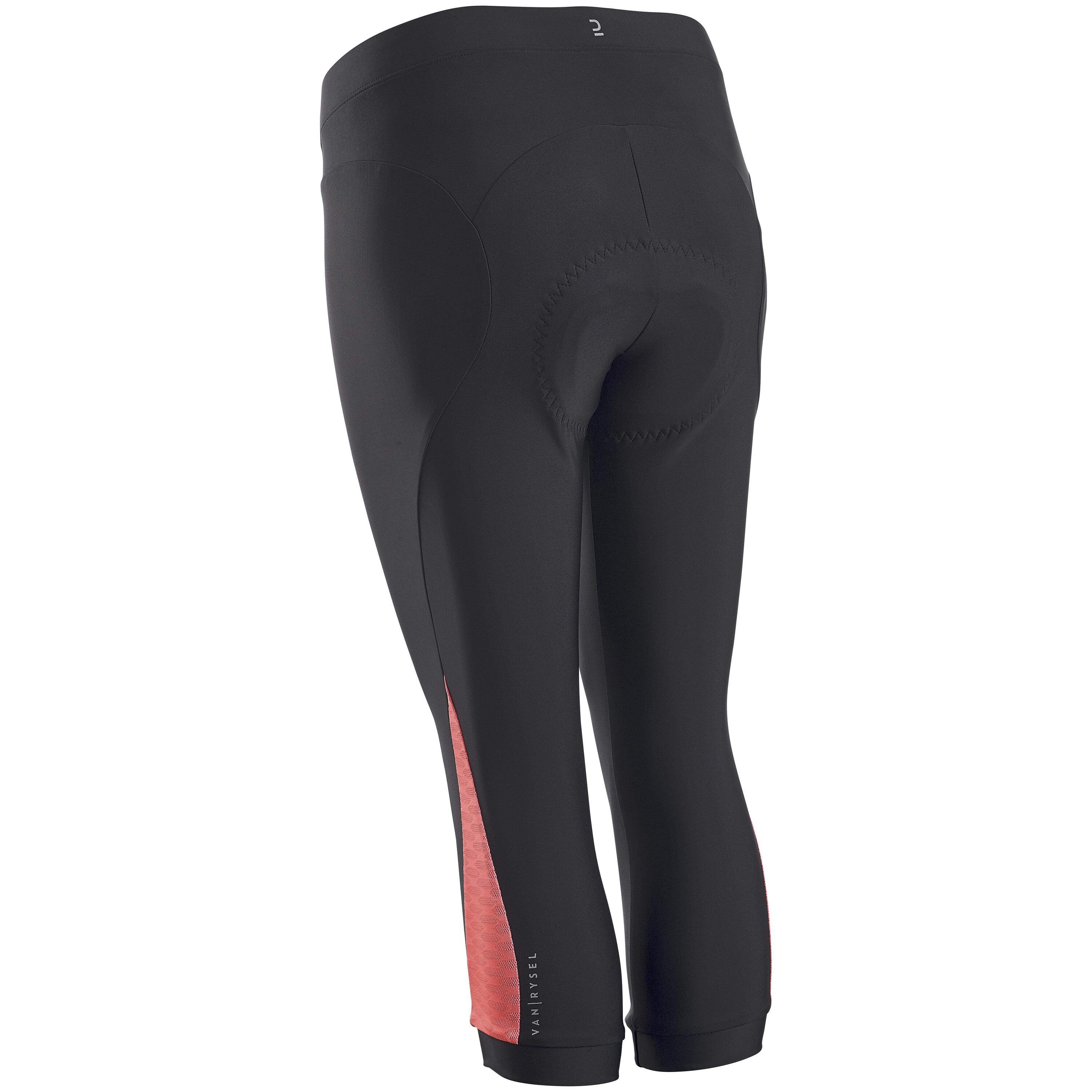 Women's Road Cycling 3/4 Tights 500 - Black/Coral 2/3