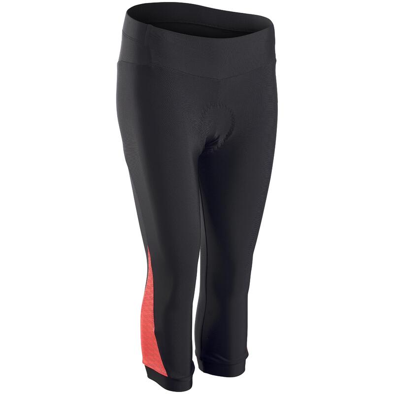 Culotte pirata carretera mujer 500 negro rojo coral