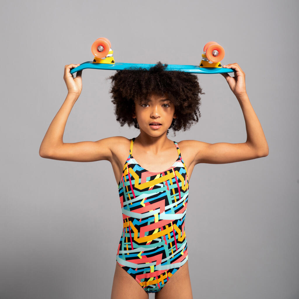 Maillot 1 pièce surf Fille - Hiloe violet