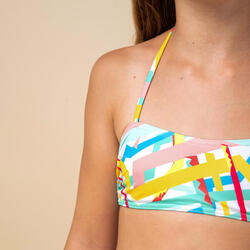 HAUT DE MAILLOT DE BAIN BANDEAU FILLE 100 BLANC