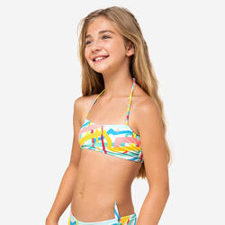 HAUT DE MAILLOT DE BAIN BANDEAU FILLE 100 KAKI