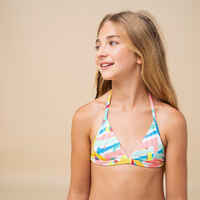 Bikini-Oberteil Triangel Tea 100 Surfen Mädchen weiss