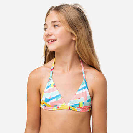 Bikini-Oberteil Triangel Tea 100 Surfen Mädchen weiss