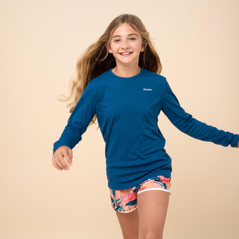 Dětské tričko s UV ochranou s dlouhým rukávem na surf modré