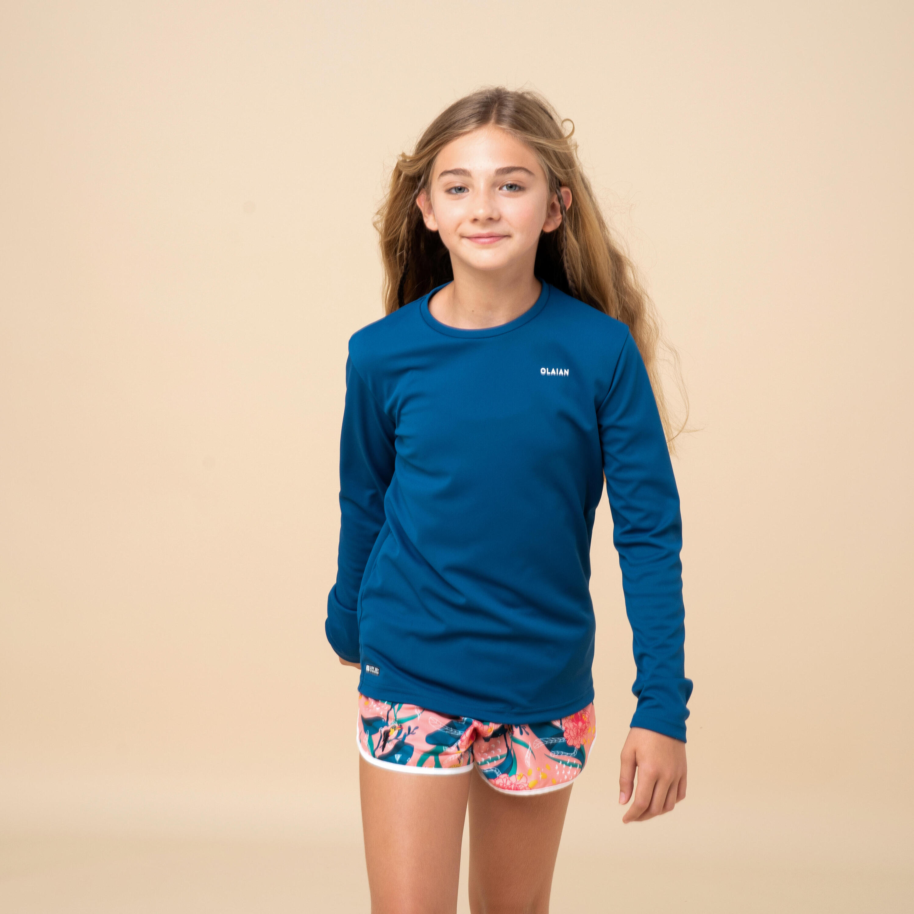 kid's surfing UV protection long-sleeved water t-shirt blue 5/7