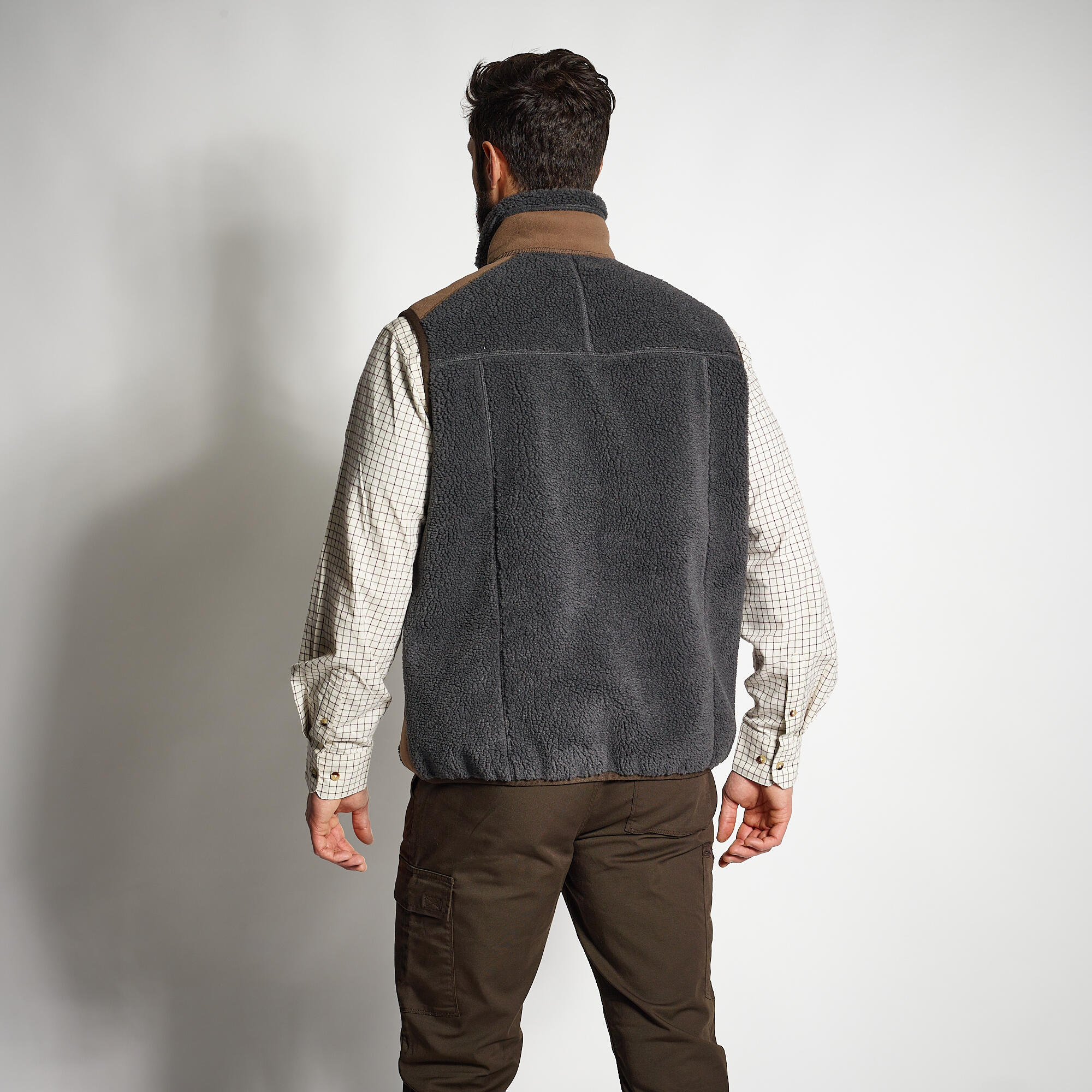 GILET POLAIRE SANS MANCHES MOUTONNE 500 GRIS SOLOGNAC Decathlon
