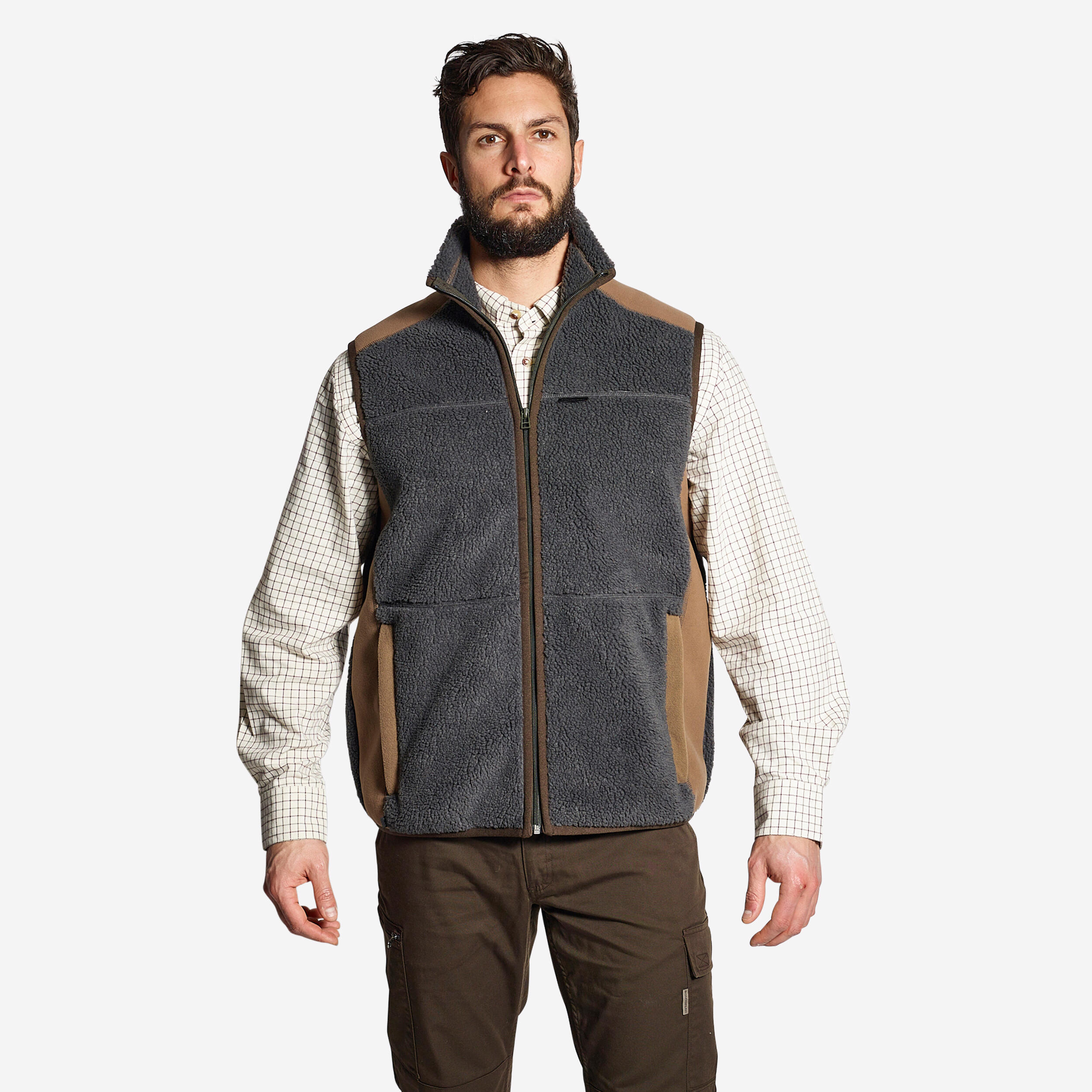 500 GILET IN PILE GRIGIO SENZA MANICHE