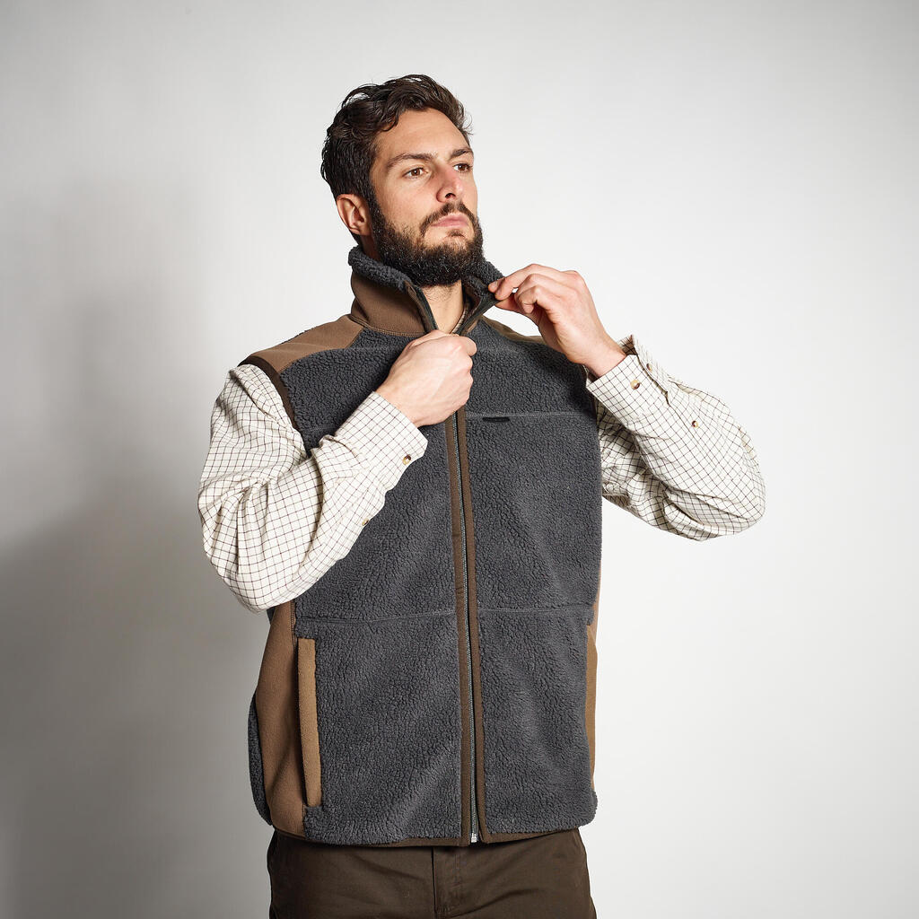 SLEEVELESS SHERPA FLEECE GILET 500 GREY