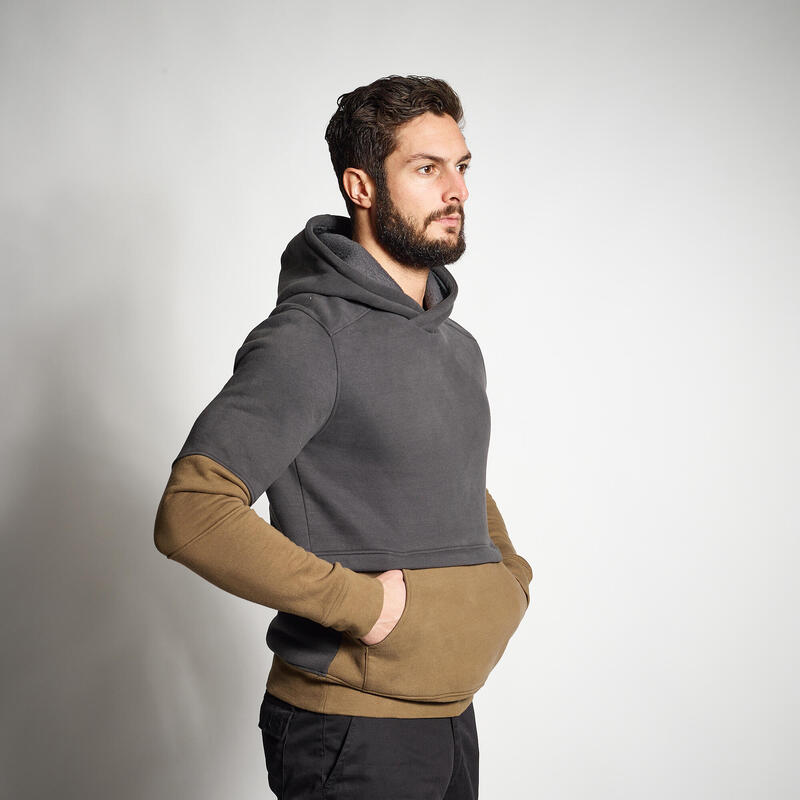 Erkek Kapüşonlu Sweatshirt - Bej - Avcılık ve Doğa Gözlemi - 500