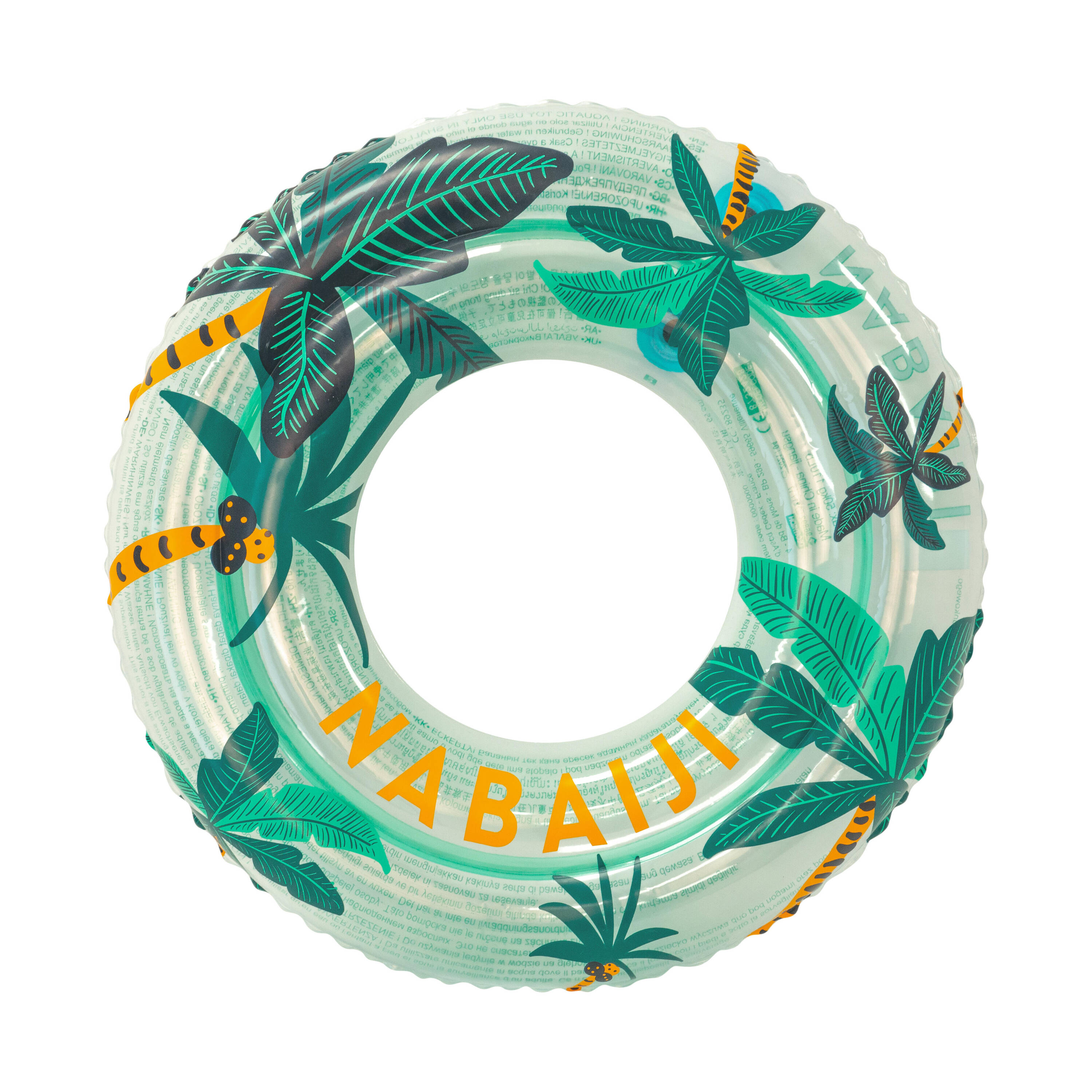 Swimming Ring Inflatable 65 CM for 6 To 9 Years Transparent Palm Tree Print -  1