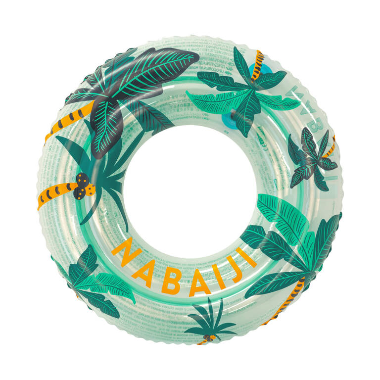 Swimming Ring Inflatable 65 CM for 6 To 9 Years Transparent Palm Tree Print