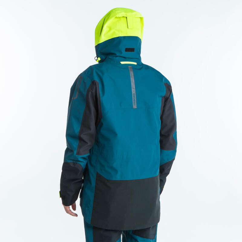 Chaqueta impermeable vela Hombre Offshore 900 azul/amarillo fluorescente