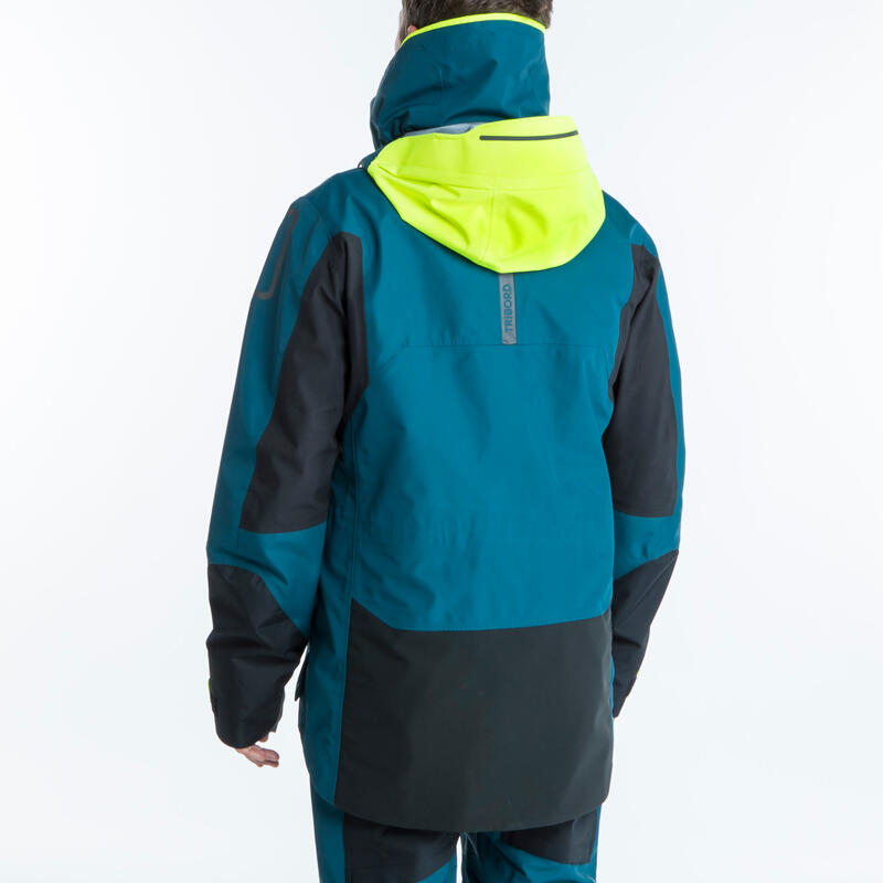 Chaqueta impermeable vela Hombre Offshore 900 azul/amarillo fluorescente