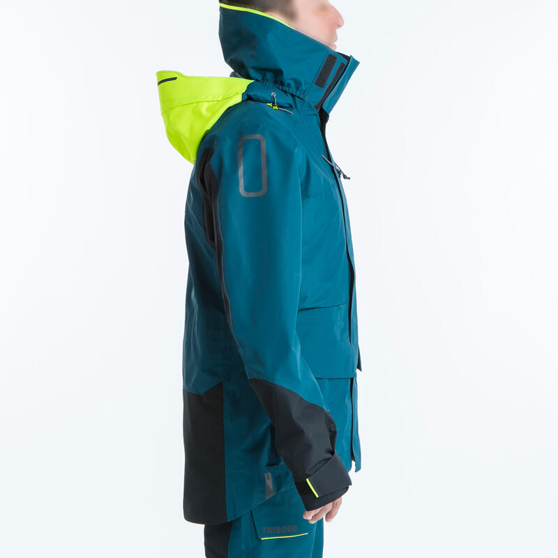 Chaqueta impermeable vela Hombre Offshore 900 azul/amarillo fluorescente