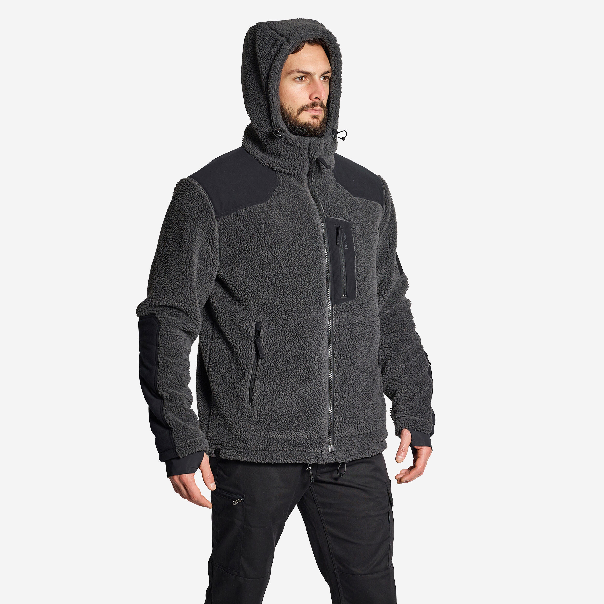 Warm Sherpa Fleece - 900 Grey - Carbon grey - Solognac - Decathlon