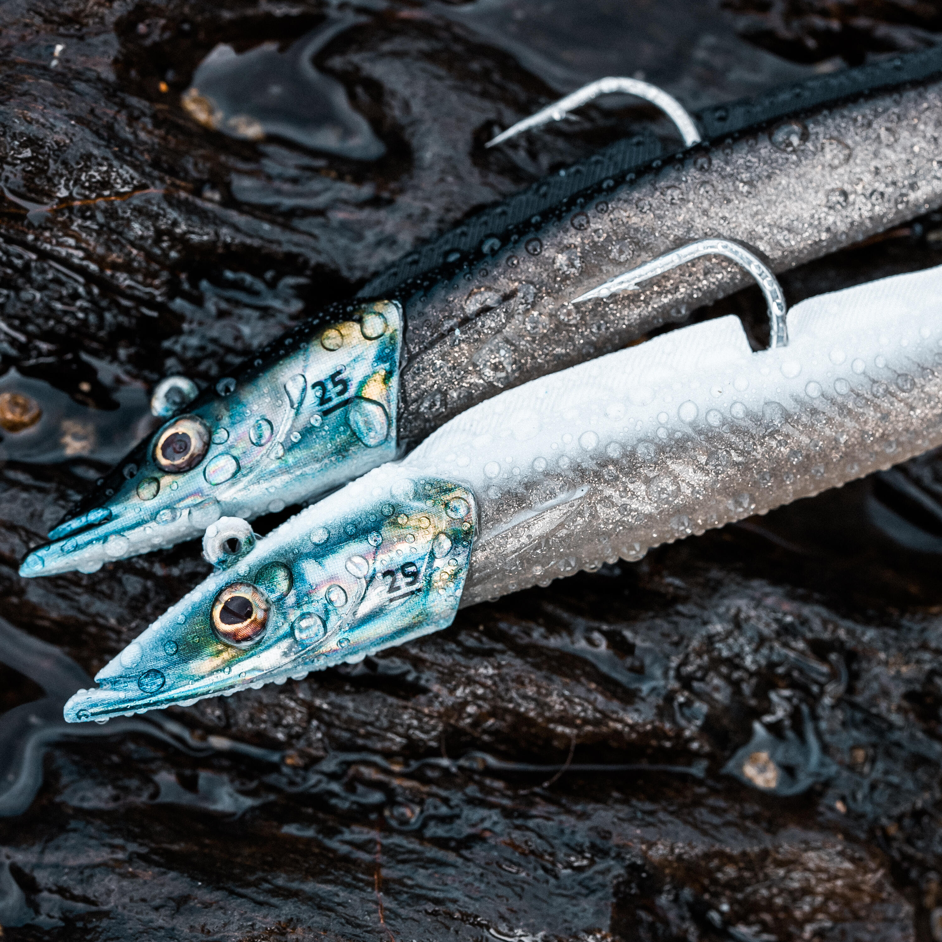 Leurres souples shad lançon 25 g - Combo Eelo 150 noir/blanc 5/13