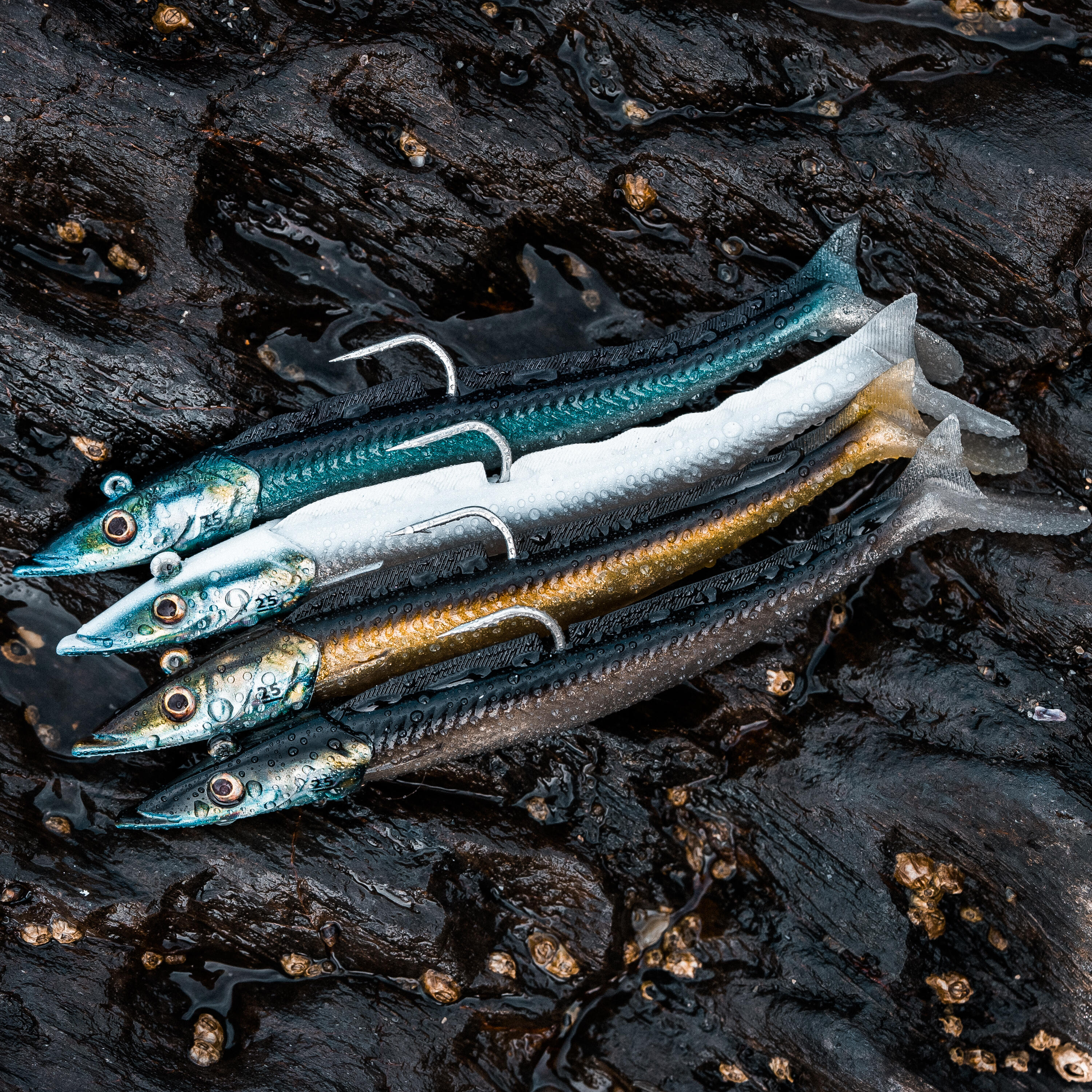 Leurres souples shad lançon 25 g - Combo Eelo 150 noir/blanc 9/13