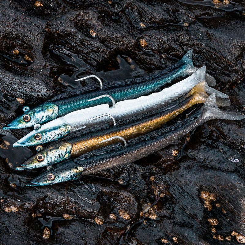 Plasztikcsali tengeri horgászathoz Combo Eelo 150 25 g, fekete hát, fehér hát
