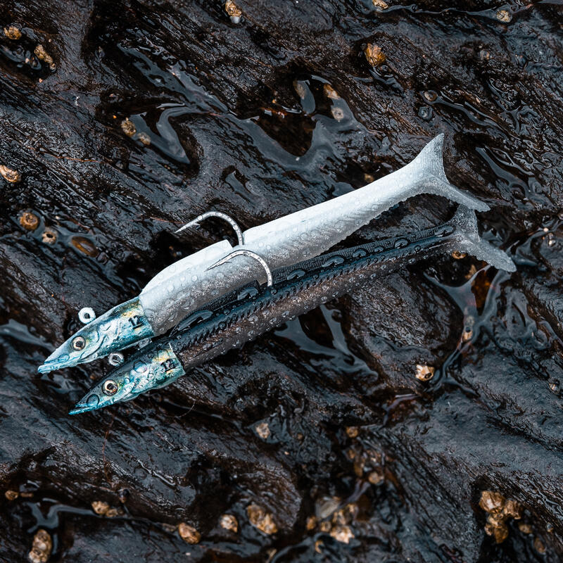 Plasztikcsali tengeri horgászathoz Combo Eelo 110 12 g, fekete hát, fehér hát