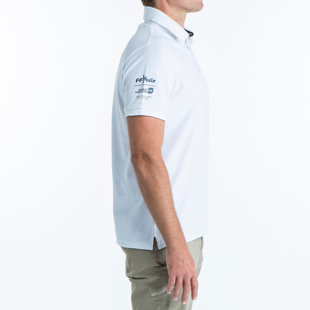 Men’s Short-sleeved Sailing Sailor Polo Shirt 100 FFV - White