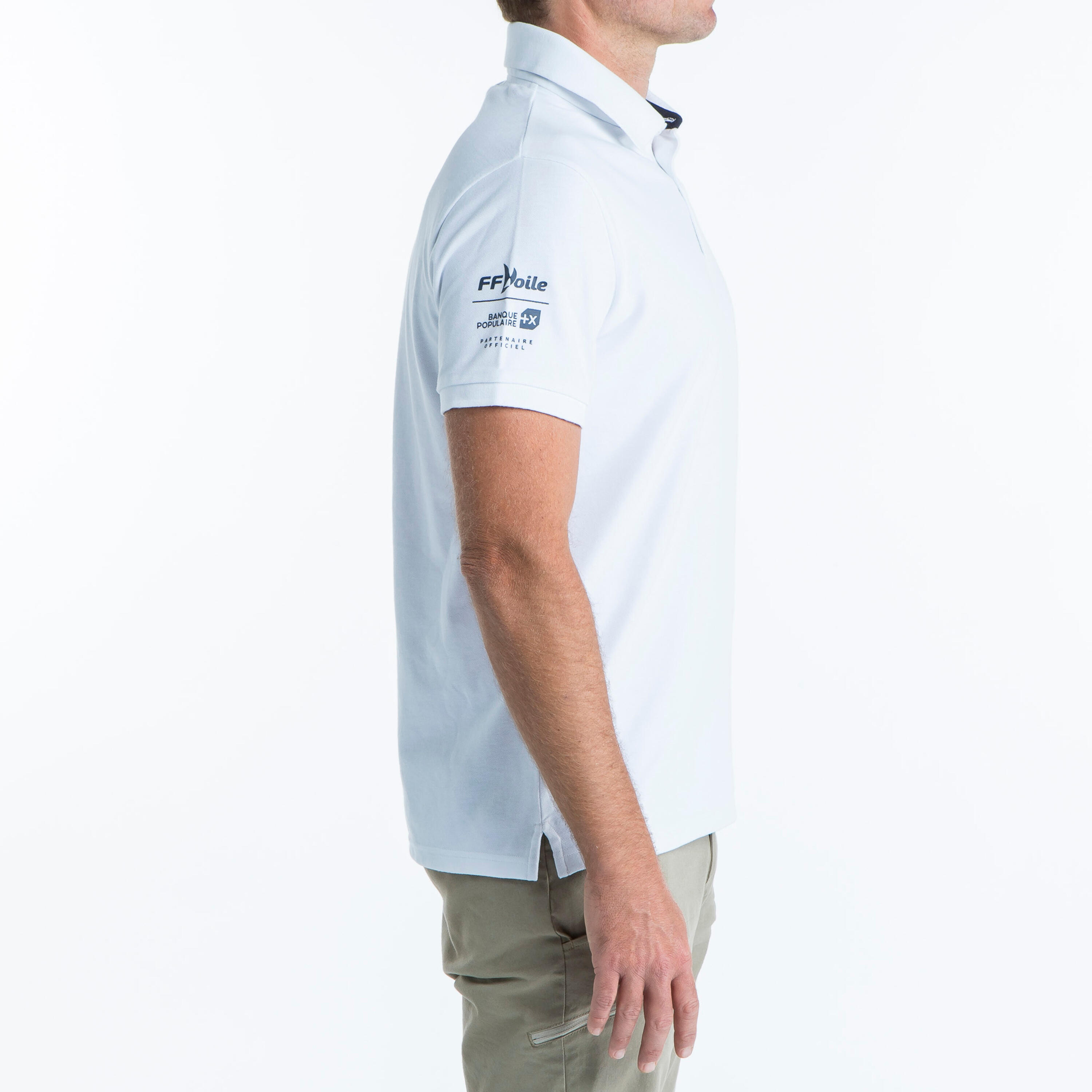 Polo marin homme manche courte Sailing 100 Blanc FFV 2/3