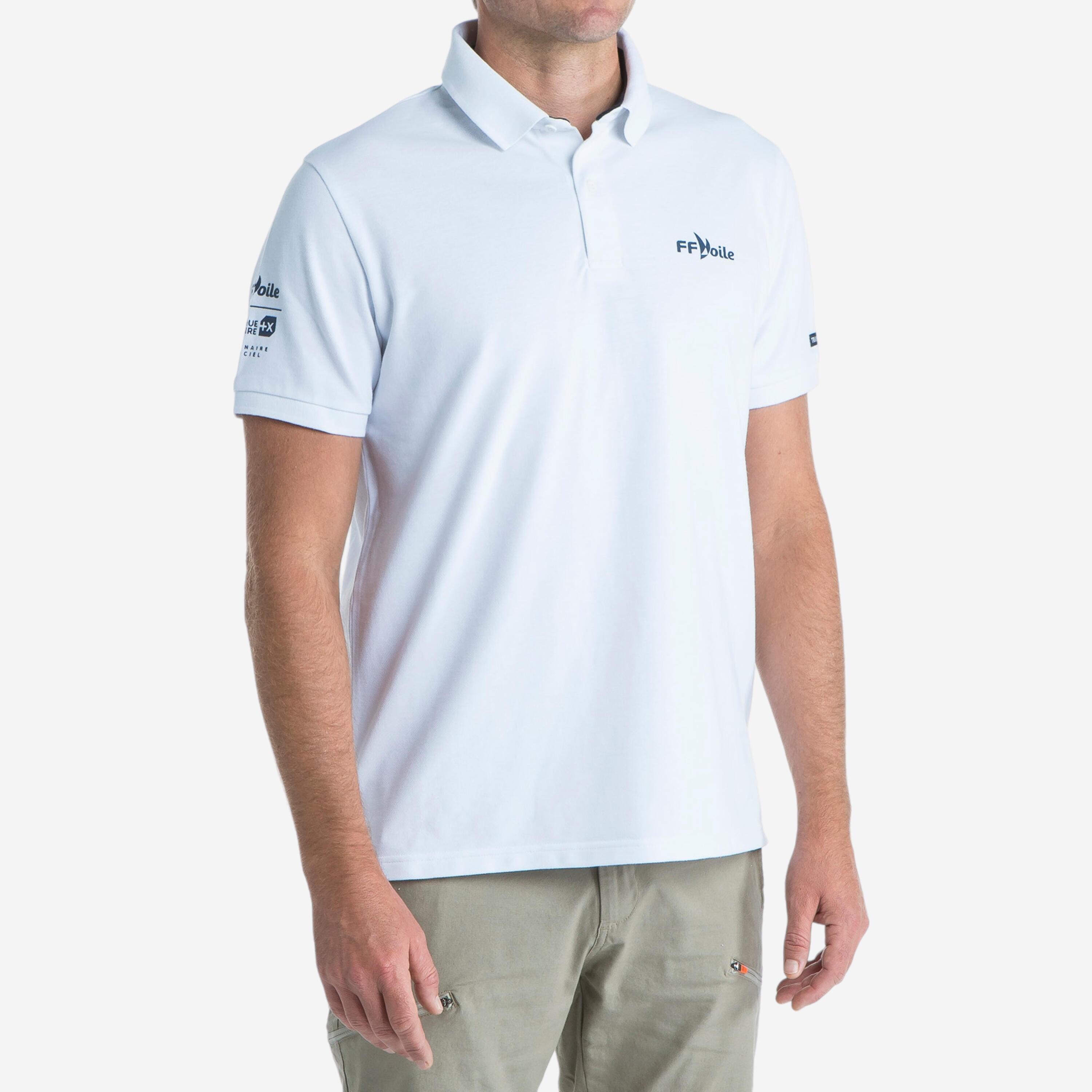 Tribord - Polo Marin Homme Manche Courte Sailing 100 Blanc Ffv - Polo Manches Courtes - Voile Habitable Cerfvolant Wing - Blanc - 52 2xl - Decathlon