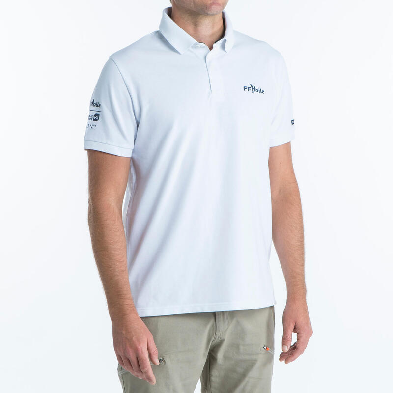 Polo marin homme manche courte Sailing 100 Blanc FFV