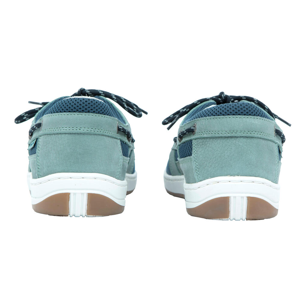 Men’s Leather Boat Shoes CLIPPER - Petrol Blue / Khaki