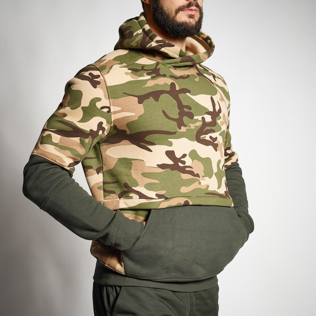 Kapuzensweater 500 khaki/camouflage 