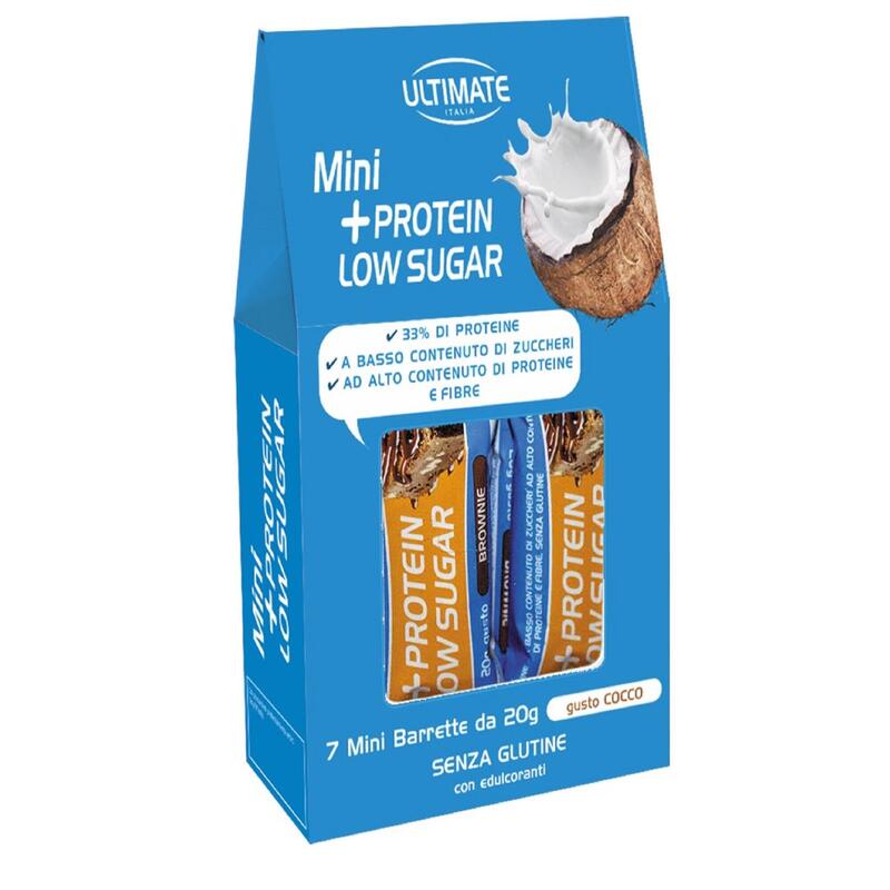 Barretta proteica low sugar fibre Mini+Protein Low Sugar gusto cocco Ultimate