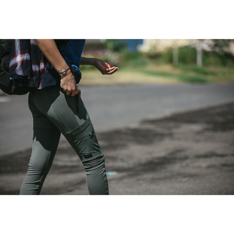 Női leggings túrázáshoz és utazáshoz Travel 500, khaki