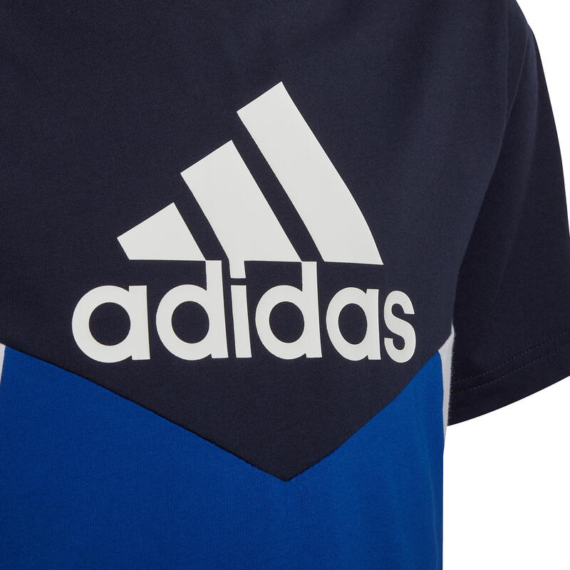 T-shirt coton color block bleu adidas