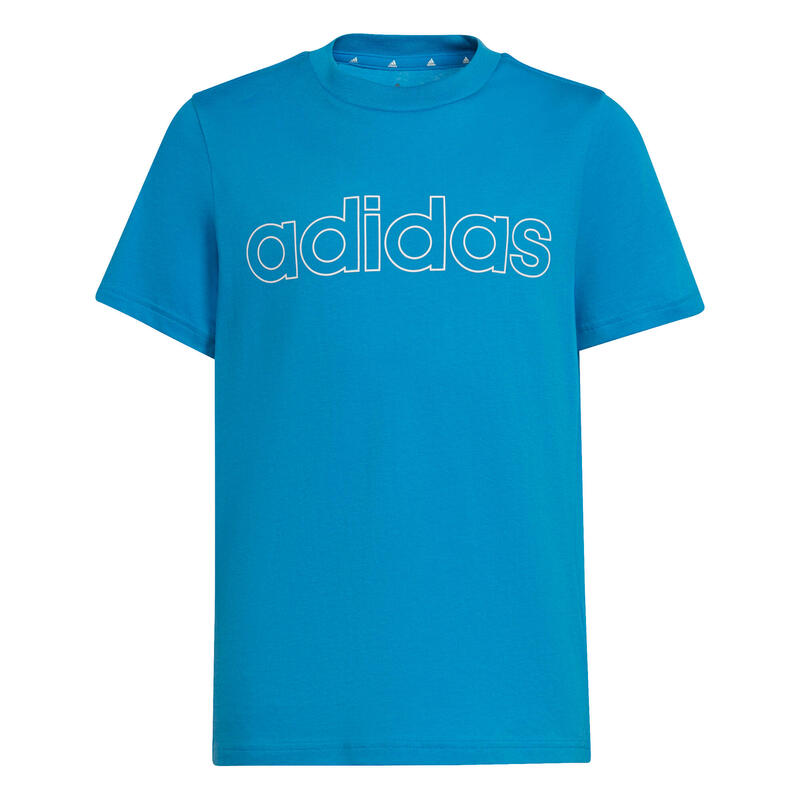 T-shirt bambino ginnastica Adidas LINEAR cotone azzurra