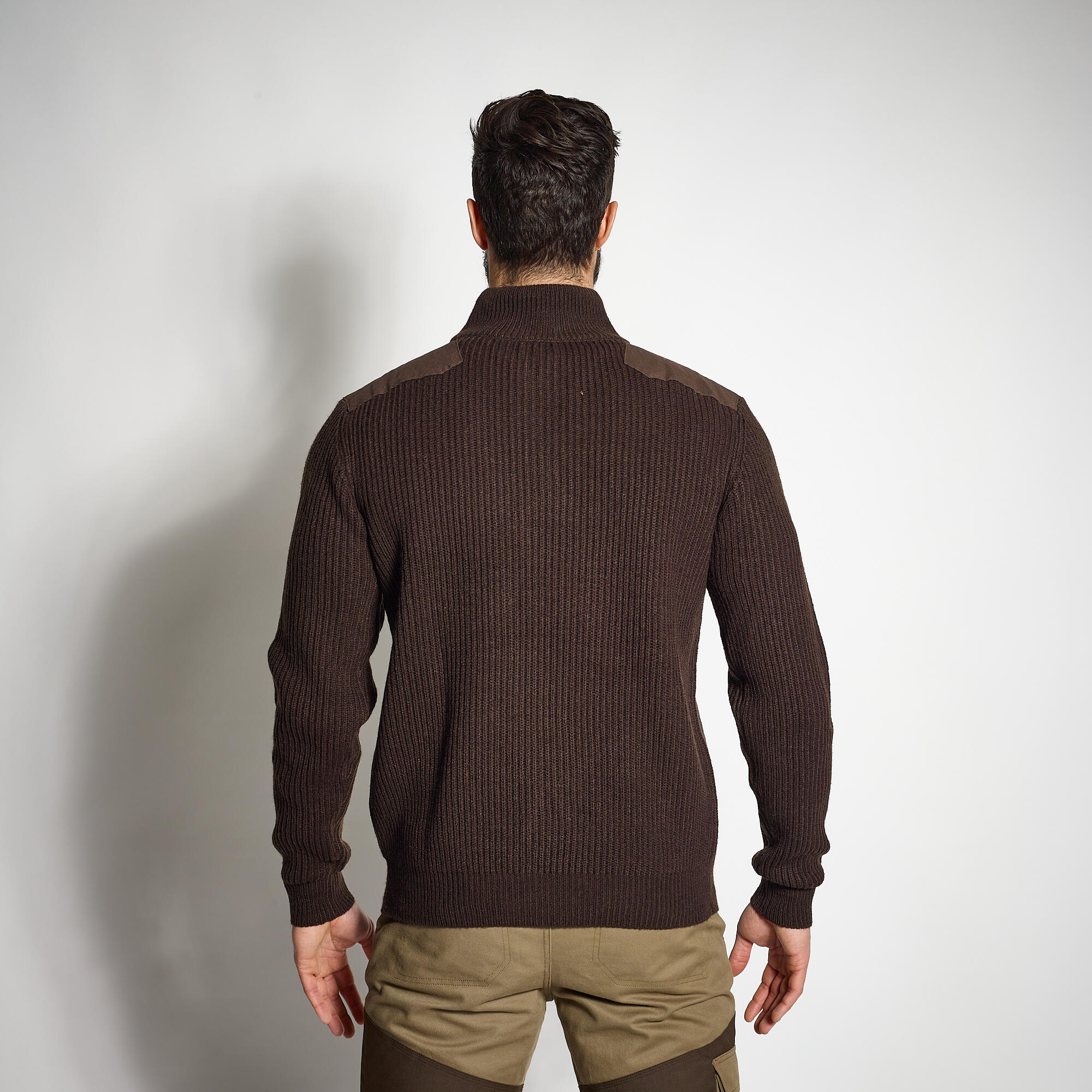 Men's Knit Sweater - 500 Brown - SOLOGNAC