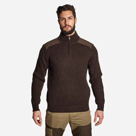 Rjav pleten lovski pulover 500