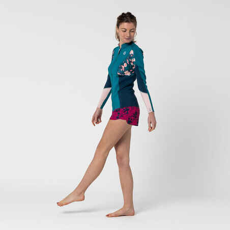 Women's top anti-UV long-sleeved 1.5 mm neoprene blue