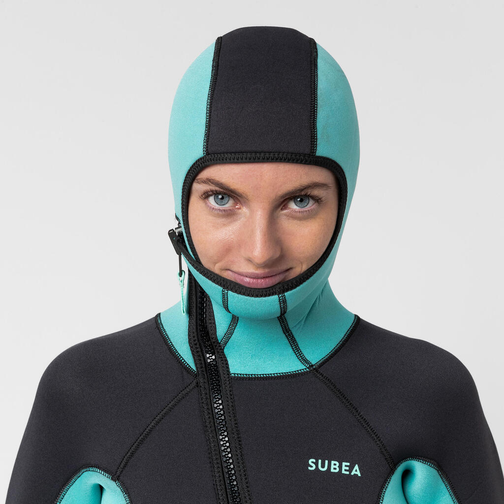 TRAJE BUCEO MUJER SCD500 NEGRO AZUL 5 MM
