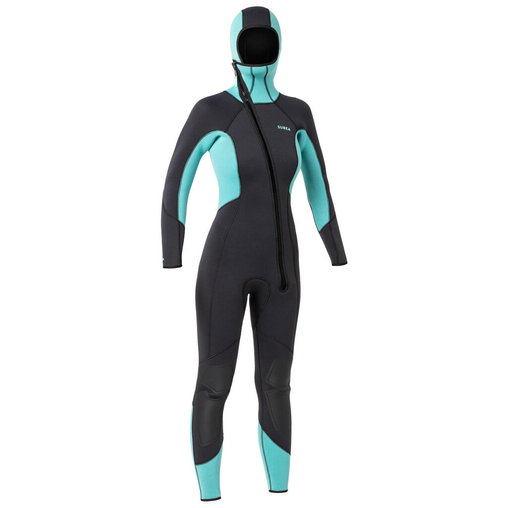 Women's diving wetsuit 5 mm neoprene scd 500 grey and blue